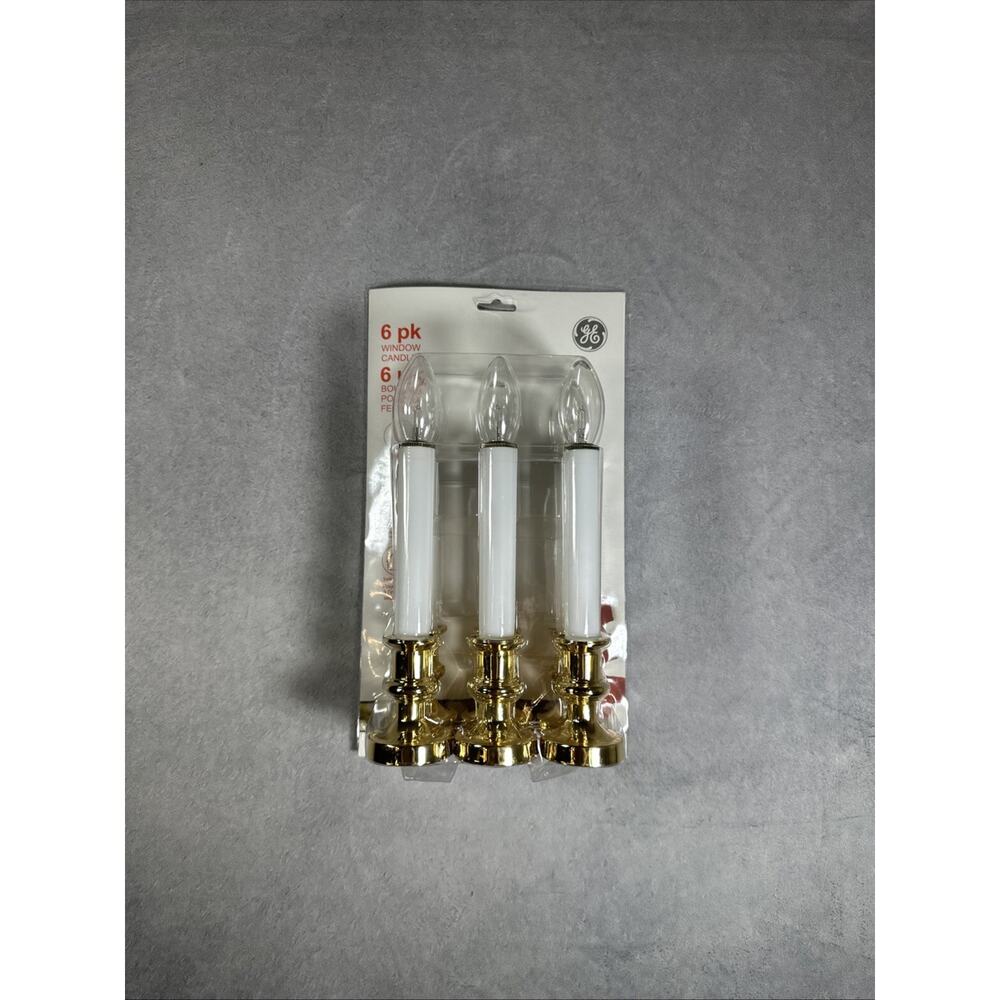 GE 6 Pack Battery Operated Candles Warm Light 9.25 Inch Candlestick Gold